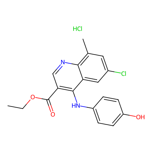 ethyl 6-chloro-4-((4-hydroxyphenyl)amino)-8-methylquinoline-3-carboxylate hydrochloride structure