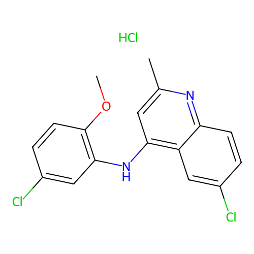 6-chloro-N-(5-chloro-2-methoxyphenyl)-2-methylquinolin-4-amine hydrochloride structure