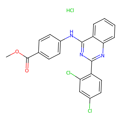 Methyl 4-((2-(2,4-dichlorophenyl)quinazolin-4-yl)amino)benzoate hydrochloride structure