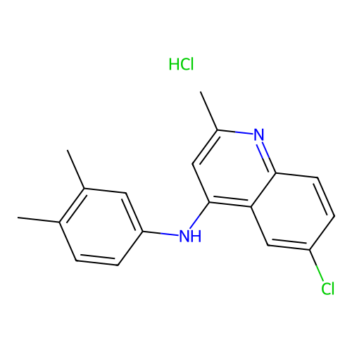 6-chloro-N-(3,4-dimethylphenyl)-2-methylquinolin-4-amine hydrochloride structure