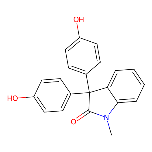 3,3-bis(4-hydroxyphenyl)-1-methyl-1,3-dihydro-2H-indol-2-one structure