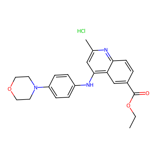 ethyl 2-methyl-4-((4-morpholinophenyl)amino)quinoline-6-carboxylate hydrochloride structure