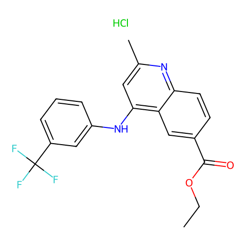 ethyl 2-methyl-4-((3-(trifluoromethyl)phenyl)amino)quinoline-6-carboxylate hydrochloride structure