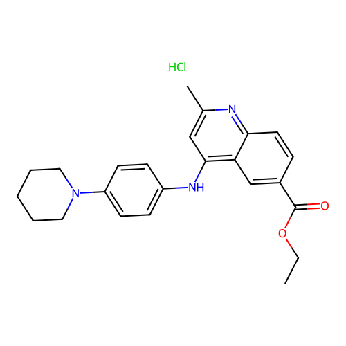 Ethyl 2-methyl-4-[(4-piperidylphenyl)amino]quinoline-6-carboxylate, chloride structure