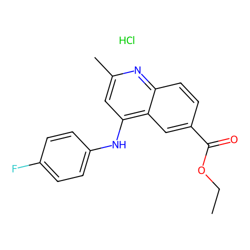 Ethyl 4-[(4-fluorophenyl)amino]-2-methylquinoline-6-carboxylate, chloride structure