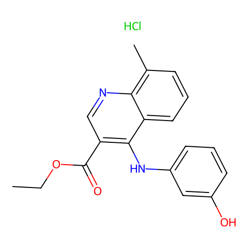Ethyl 4-((3-hydroxyphenyl)amino)-8-methylquinoline-3-carboxylate hydrochloride structure