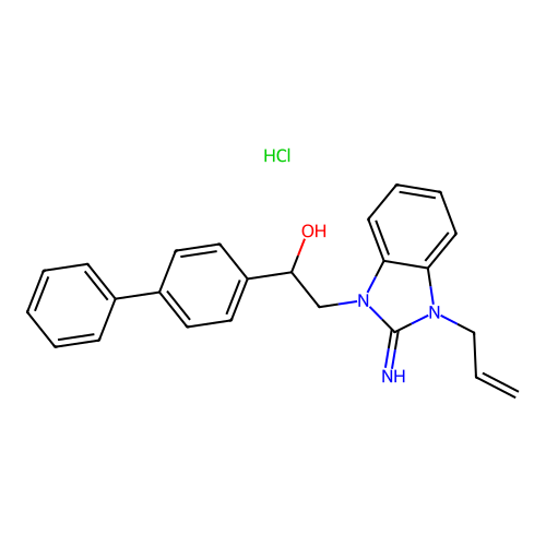 1-([1,1'-biphenyl]-4-yl)-2-(3-allyl-2-imino-2,3-dihydro-1H-benzo[d]imidazol-1-yl)ethanol hydrochloride structure