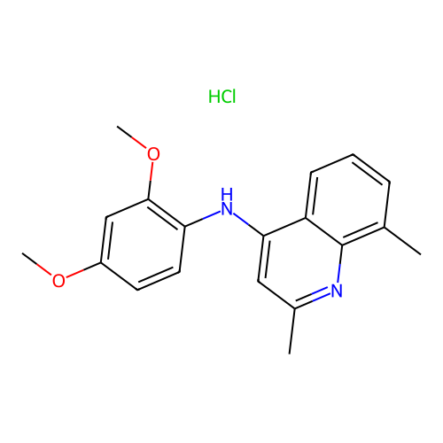 N-(2,4-dimethoxyphenyl)-2,8-dimethylquinolin-4-amine hydrochloride structure