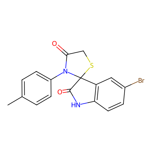 5-bromo-3'-(4-methylphenyl)-4'H-spiro[indole-3,2'-[1,3]thiazolidine]-2,4'(1H)-dione structure
