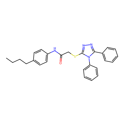 N-(4-butylphenyl)-2-[(4,5-diphenyl-4H-1,2,4-triazol-3-yl)sulfanyl]acetamide structure