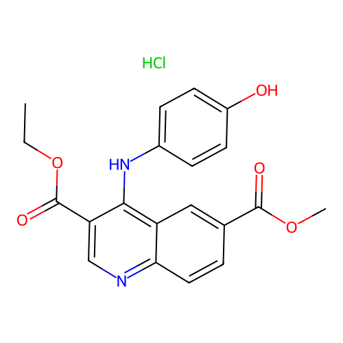 3-ethyl 6-methyl 4-((4-hydroxyphenyl)amino)quinoline-3,6-dicarboxylate hydrochloride structure