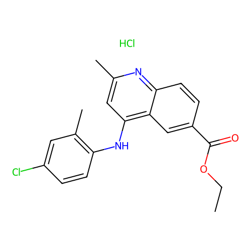 ethyl 4-((4-chloro-2-methylphenyl)amino)-2-methylquinoline-6-carboxylate hydrochloride structure