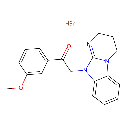 2-(3,4-dihydrobenzo[4,5]imidazo[1,2-a]pyrimidin-10(2H)-yl)-1-(3-methoxyphenyl)ethanone hydrobromide structure