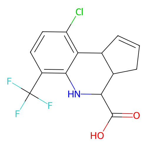 9-chloro-6-(trifluoromethyl)-3a,4,5,9b-tetrahydro-3H-cyclopenta[c]quinoline-4-carboxylic acid structure