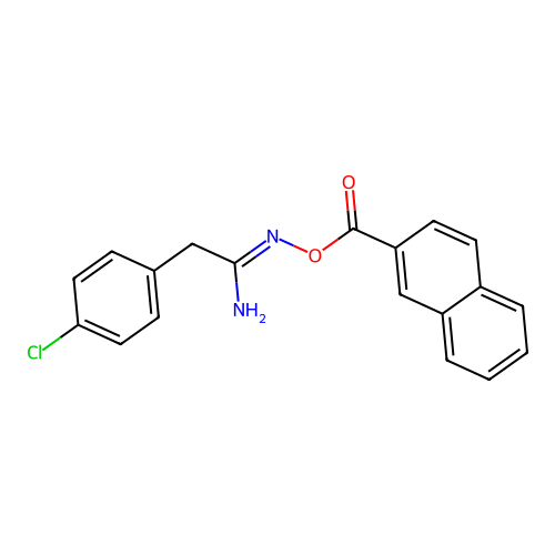(1Z)-2-(4-chlorophenyl)-N'-[(naphthalen-2-ylcarbonyl)oxy]ethanimidamide structure