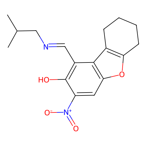 1-[(2-methylpropylamino)methylidene]-3-nitro-6,7,8,9-tetrahydrodibenzofuran-2-one structure