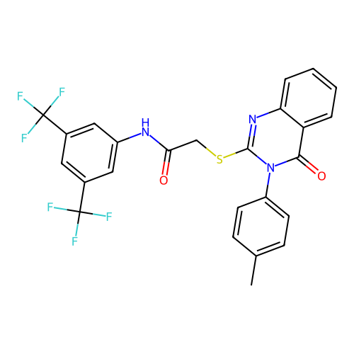 N-(3,5-bis(trifluoromethyl)phenyl)-2-((4-oxo-3-(p-tolyl)-3,4-dihydroquinazolin-2-yl)thio)acetamide structure