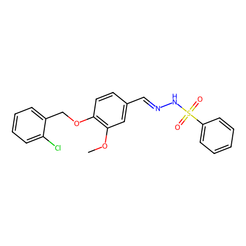 N'-{4-[(2-chlorobenzyl)oxy]-3-methoxybenzylidene}benzenesulfonohydrazide structure