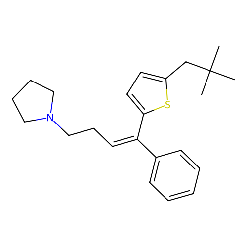 cis-1-(5-Neopentyl-2-thienyl)-1-phenyl-4-pyrrolidinobut-1-ene structure