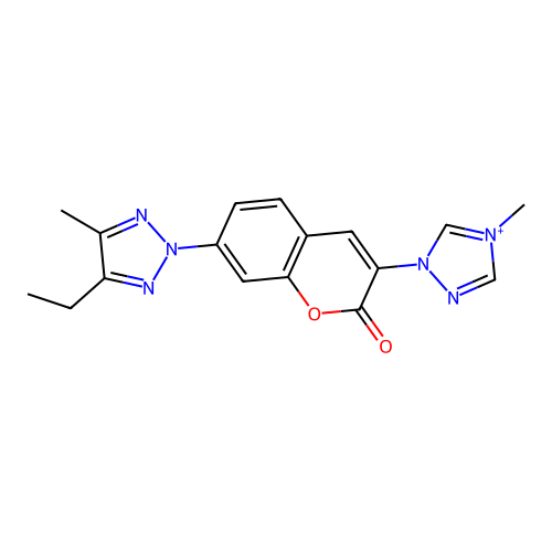1-[2-Oxo-7- -2H-1-benzopyran-3-yl]-4-methyl-1H-1,2,4-triazole-4-ium structure
