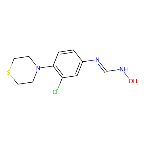 n-Hydroxyl-n'-(3-chloro-4-thiomorpholinophenyl)formamidine structure