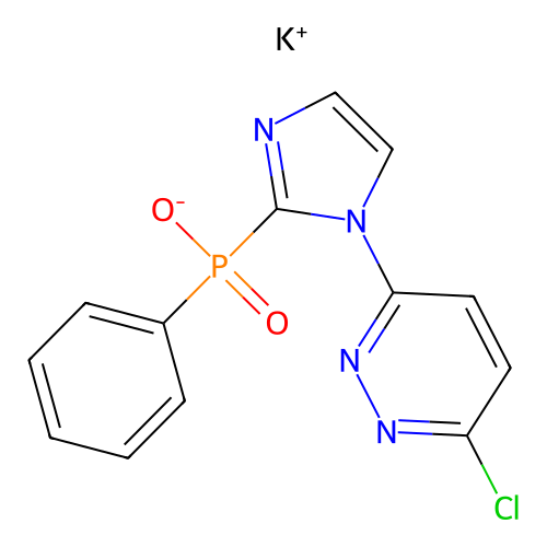 potassium (1-(6-chloropyridazin-3-yl)-1H-imidazol-2-yl)(phenyl)phosphinate structure
