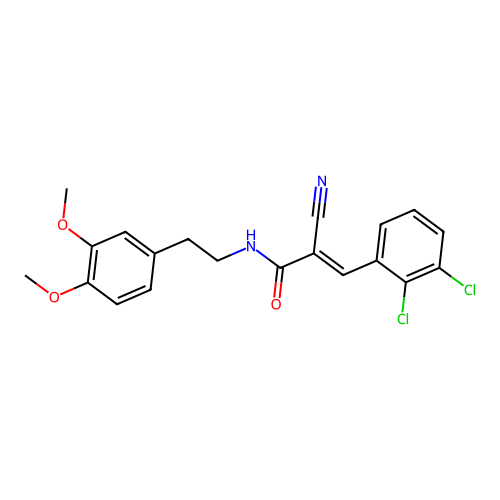 (E)-2-cyano-3-(2,3-dichlorophenyl)-N-[2-(3,4-dimethoxyphenyl)ethyl]prop-2-enamide structure