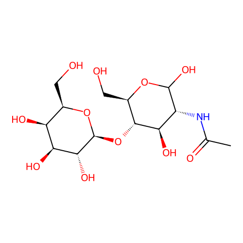 beta-D-galactosyl-(1->4)-N-acetyl-D-glucosamine structure