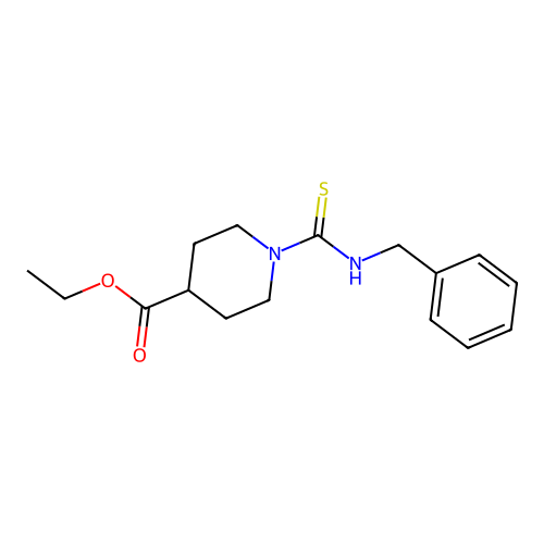 Ethyl 1-{[benzylamino]thioxomethyl}piperidine-4-carboxylate structure