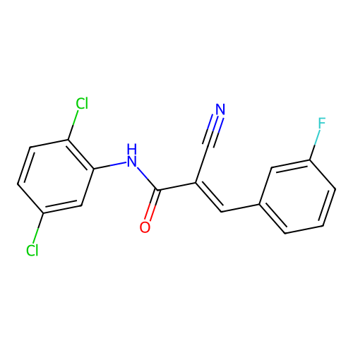 (E)-2-cyano-N-(2,5-dichlorophenyl)-3-(3-fluorophenyl)prop-2-enamide structure