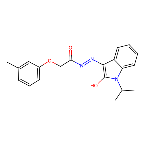 (Z)-N'-(1-isopropyl-2-oxoindolin-3-ylidene)-2-(m-tolyloxy)acetohydrazide structure