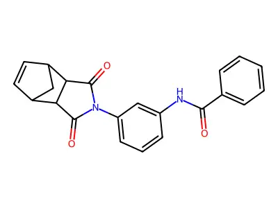 N-[3-(1,3-dioxo-1,3,3a,4,7,7a-hexahydro-2H-4,7-methanoisoindol-2-yl)phenyl]benzamide structure