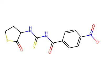 4-nitro-N-((2-oxotetrahydrothiophen-3-yl)carbamothioyl)benzamide structure