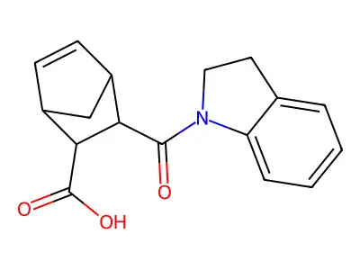 3-(2,3-dihydro-1H-indol-1-ylcarbonyl)bicyclo[2.2.1]hept-5-ene-2-carboxylic acid structure
