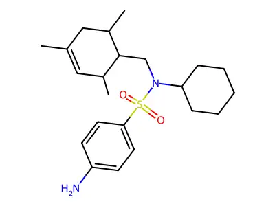 4-amino-N-cyclohexyl-N-[(2,4,6-trimethylcyclohex-3-en-1-yl)methyl]benzenesulfonamide structure