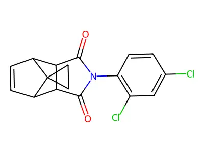 2-(2,4-dichlorophenyl)-3a,4,7,7a-tetrahydro-1H-spiro[2-aza-4,7-methanoisoindole-8,1'-cyclopropane]-1,3(2H)-dione structure