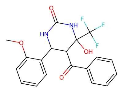 5-Benzoyl-4-hydroxy-6-(2-methoxyphenyl)-4-(trifluoromethyl)-1,3-diazinan-2-one structure