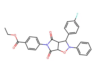 ethyl 4-[3-(4-fluorophenyl)-4,6-dioxo-2-phenyl-hexahydro-2H-pyrrolo[3,4-d][1,2]oxazol-5-yl]benzoate structure