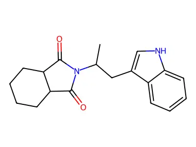 2-[1-(1H-indol-3-yl)propan-2-yl]hexahydro-1H-isoindole-1,3(2H)-dione structure