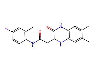 2-(6,7-dimethyl-3-oxo-1,2,3,4-tetrahydroquinoxalin-2-yl)-N-(4-iodo-2-methylphenyl)acetamide structure