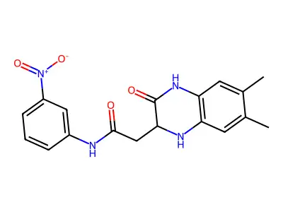 2-(6,7-dimethyl-3-oxo-1,2,3,4-tetrahydroquinoxalin-2-yl)-N-(3-nitrophenyl)acetamide structure
