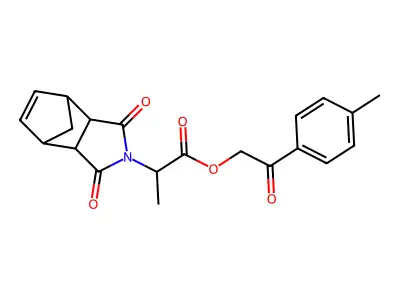 2-(4-methylphenyl)-2-oxoethyl 2-(1,3-dioxo-1,3,3a,4,7,7a-hexahydro-2H-4,7-methanoisoindol-2-yl)propanoate structure
