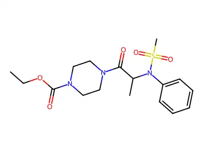 ethyl 4-[N-(methylsulfonyl)-N-phenylalanyl]piperazine-1-carboxylate structure