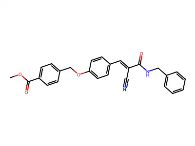 Methyl 4-({4-[2-(benzylcarbamoyl)-2-cyanoeth-1-en-1-yl]phenoxy}methyl)benzoate structure