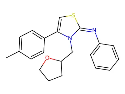 N-[(2Z)-4-(4-methylphenyl)-3-(tetrahydrofuran-2-ylmethyl)-1,3-thiazol-2(3H)-ylidene]aniline structure
