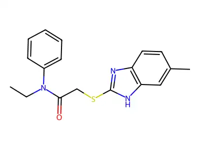 N-ethyl-2-[(6-methyl-1H-benzimidazol-2-yl)sulfanyl]-N-phenylacetamide structure