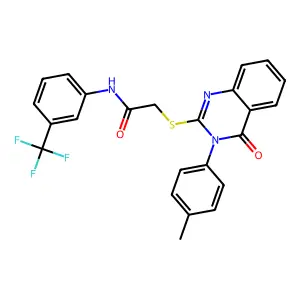 2-((3-(4-ME-PH)4-Oxo-3,4-dihydro-2-quinazolinyl)thio)N-(3-(tri-F-ME)PH)acetamide structure