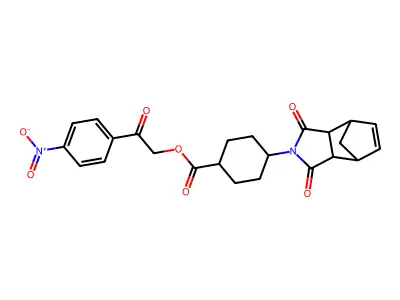2-(4-nitrophenyl)-2-oxoethyl 4-(1,3-dioxo-1,3,3a,4,7,7a-hexahydro-2H-4,7-methanoisoindol-2-yl)cyclohexanecarboxylate structure
