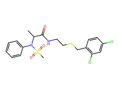 N-{2-[(2,4-dichlorobenzyl)sulfanyl]ethyl}-N~2~-(methylsulfonyl)-N~2~-phenylalaninamide structure