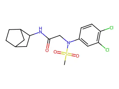 N-bicyclo[2.2.1]hept-2-yl-2-[3,4-dichloro(methylsulfonyl)anilino]acetamide structure
